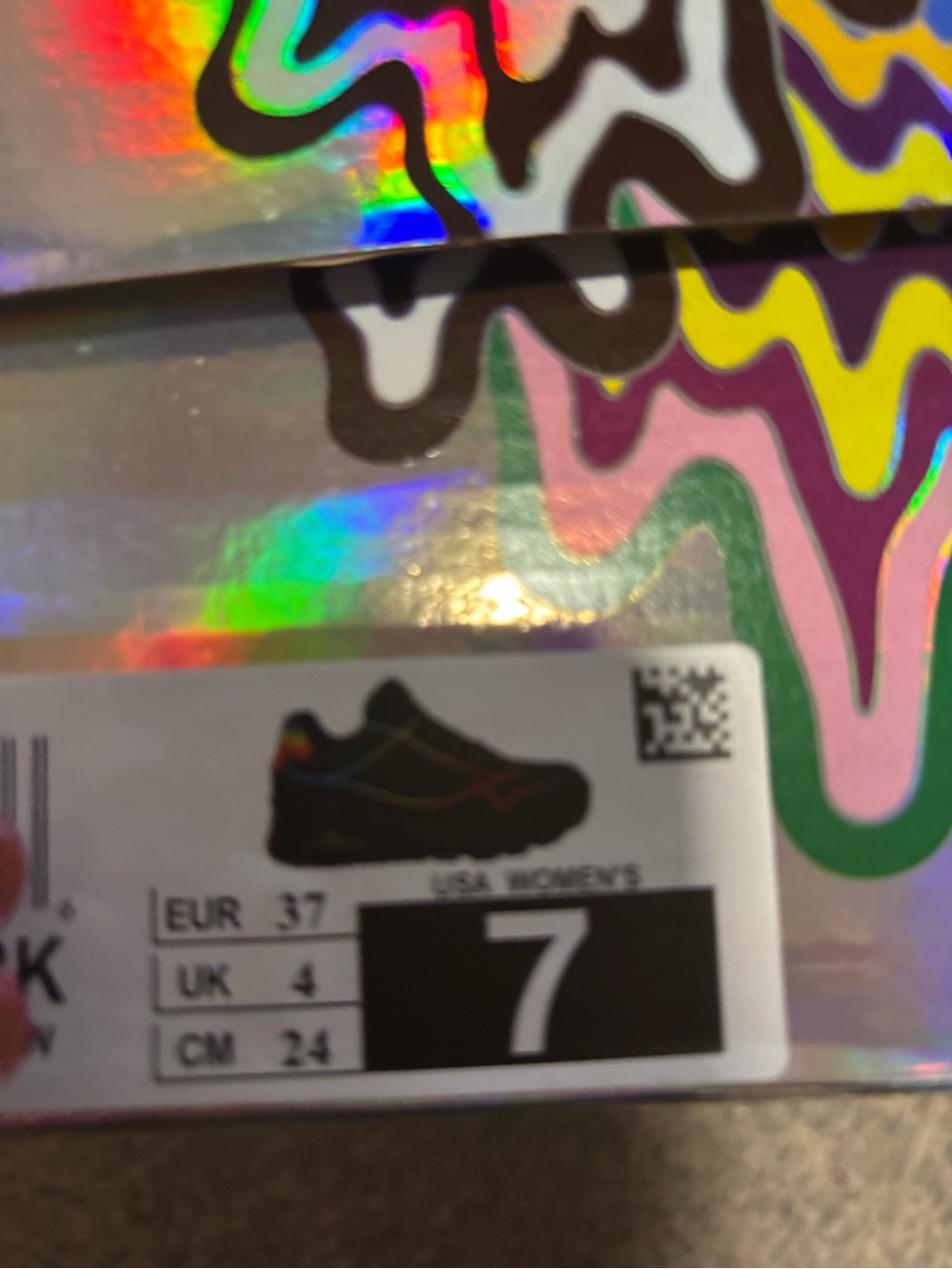 Skechers Women’s Black Athletic Shoes with Rainbow Accent